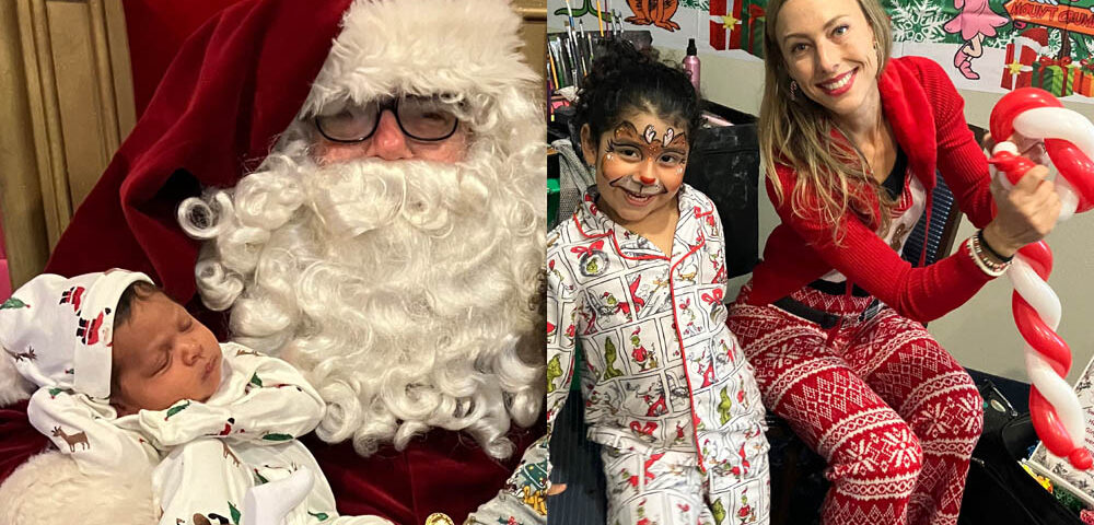 baby with Santa, family friendly Christmas party